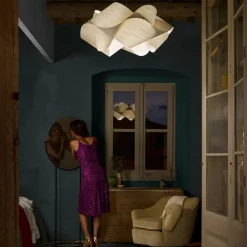 LZF Swirl hanglamp, kabel zwart Ø 54cm ivoor