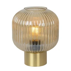 Maloto tafellamp van glas, amber/goud, Ø 20 cm, E27