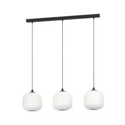 Mantunalle hanglamp, lengte 120 cm, zwart/wit, 3-lamps.