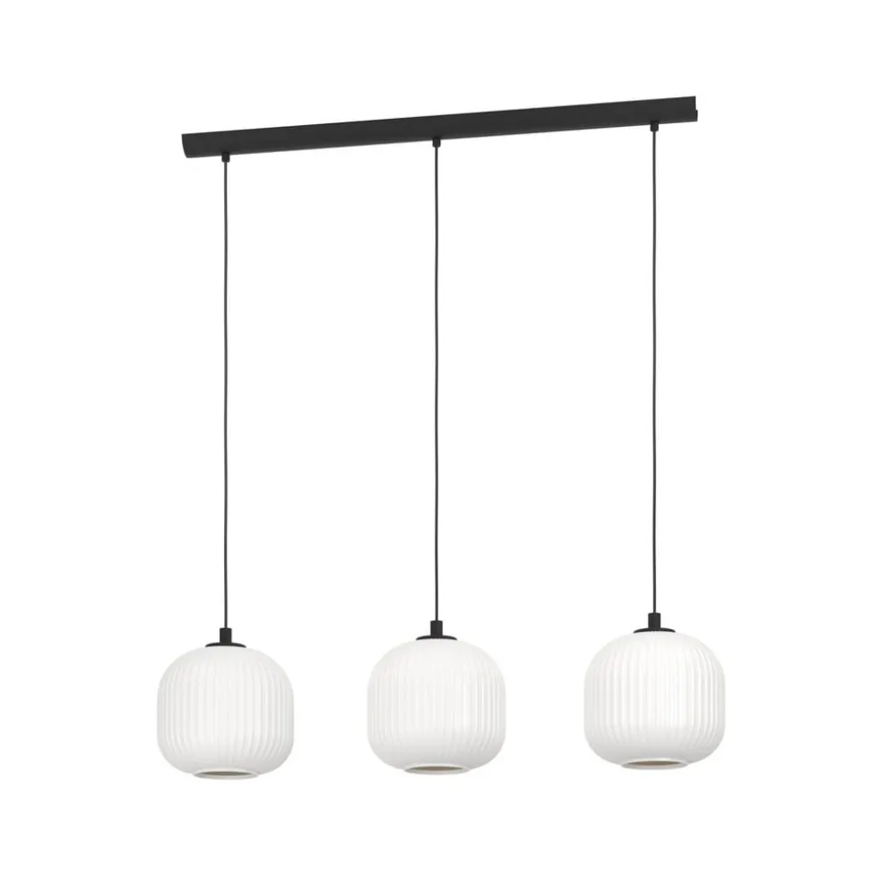 Mantunalle hanglamp, lengte 120 cm, zwart/wit, 3-lamps.