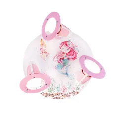 Mara zeemeermin plafondlamp, wit/roze, Ø 29 cm, E14