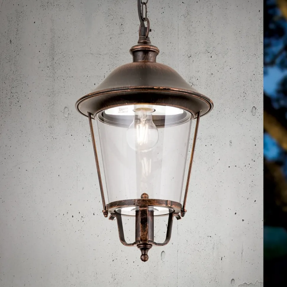 Mariella buiten hanglamp, zwart-koper, metaal