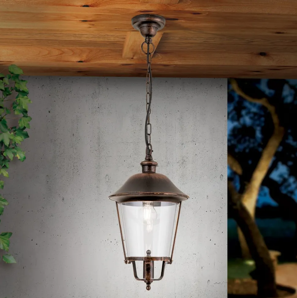 Mariella buiten hanglamp, zwart-koper, metaal