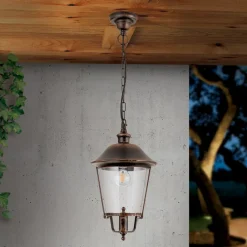 Mariella buiten hanglamp, zwart-koper, metaal