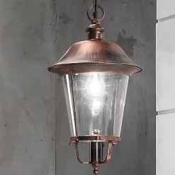 Mariella buiten hanglamp, zwart-koper, metaal