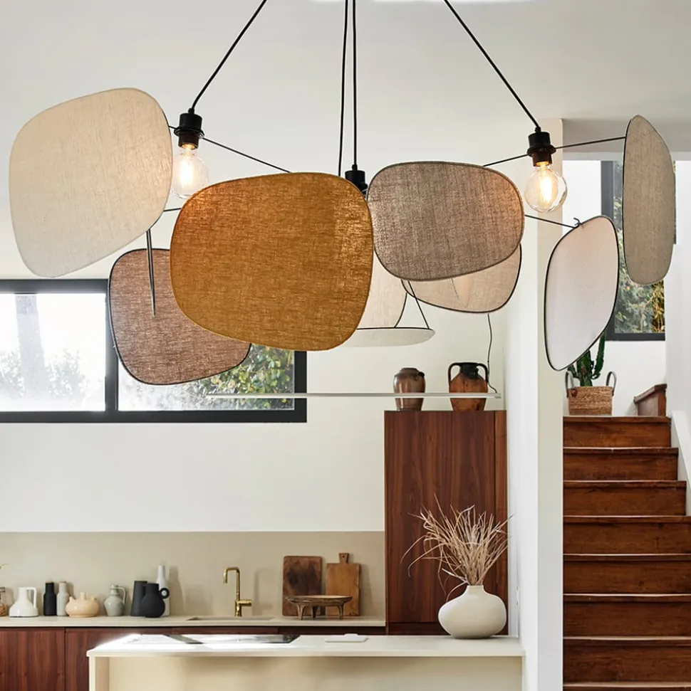 MARKET SET Hanglamp Screen 70's, Ø 150 cm, linnen, kleurrijk