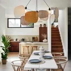 MARKET SET Hanglamp Screen 70's, Ø 150 cm, linnen, kleurrijk