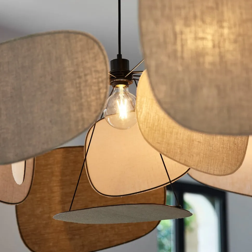 MARKET SET Hanglamp Screen 70's, Ø 150 cm, linnen, kleurrijk