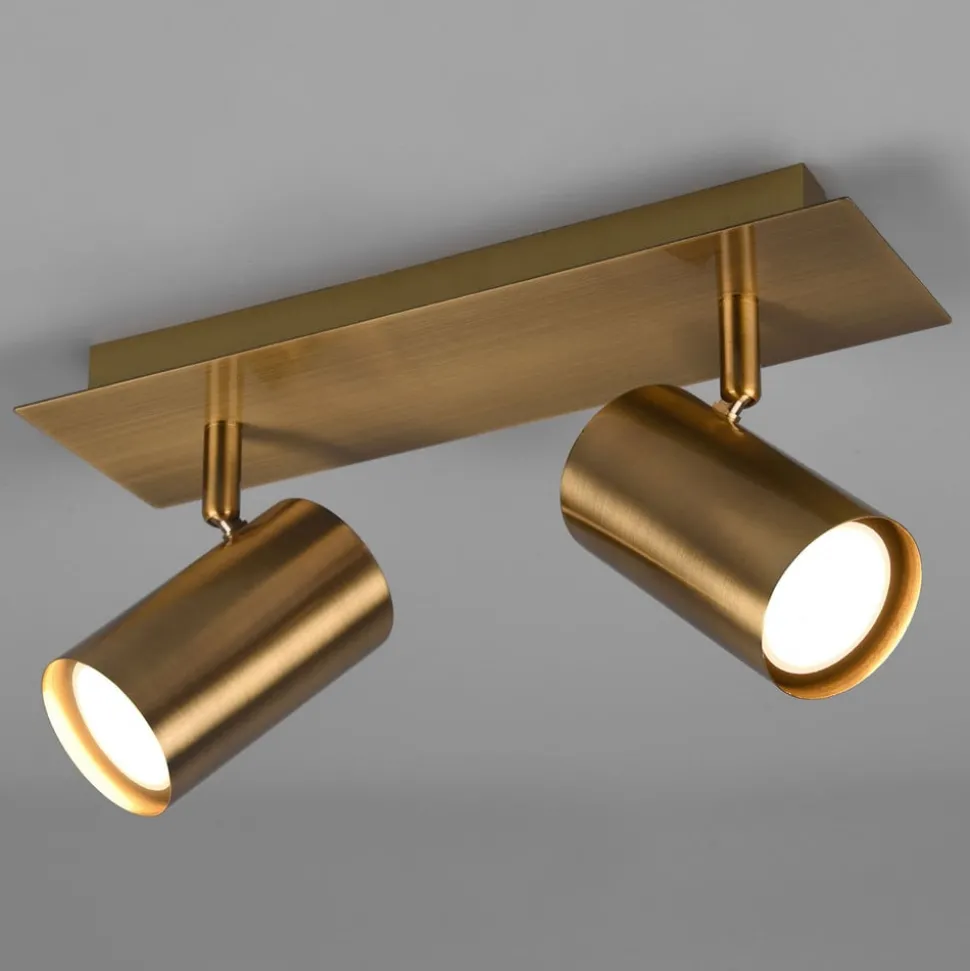 Marley plafondspot, antiek messing, 2-lamps