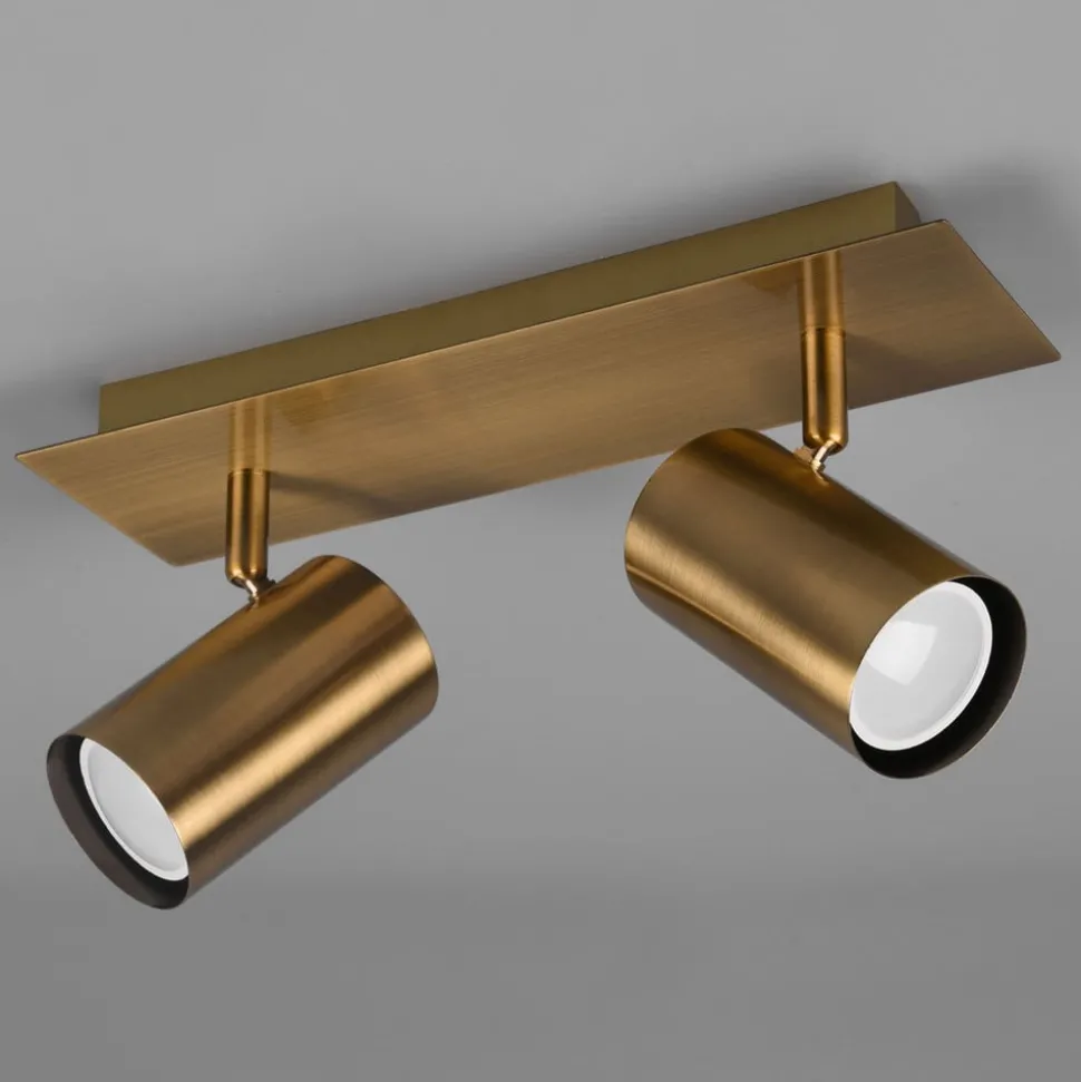 Marley plafondspot, antiek messing, 2-lamps