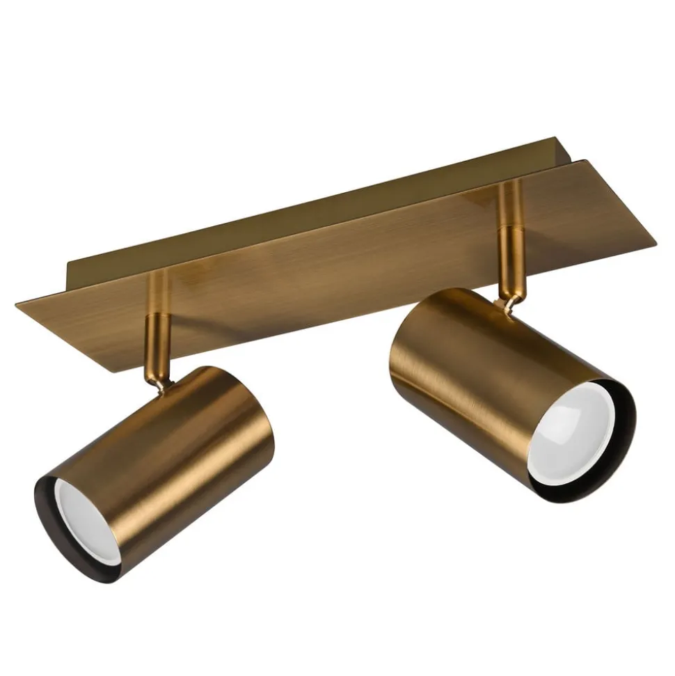 Marley plafondspot, antiek messing, 2-lamps