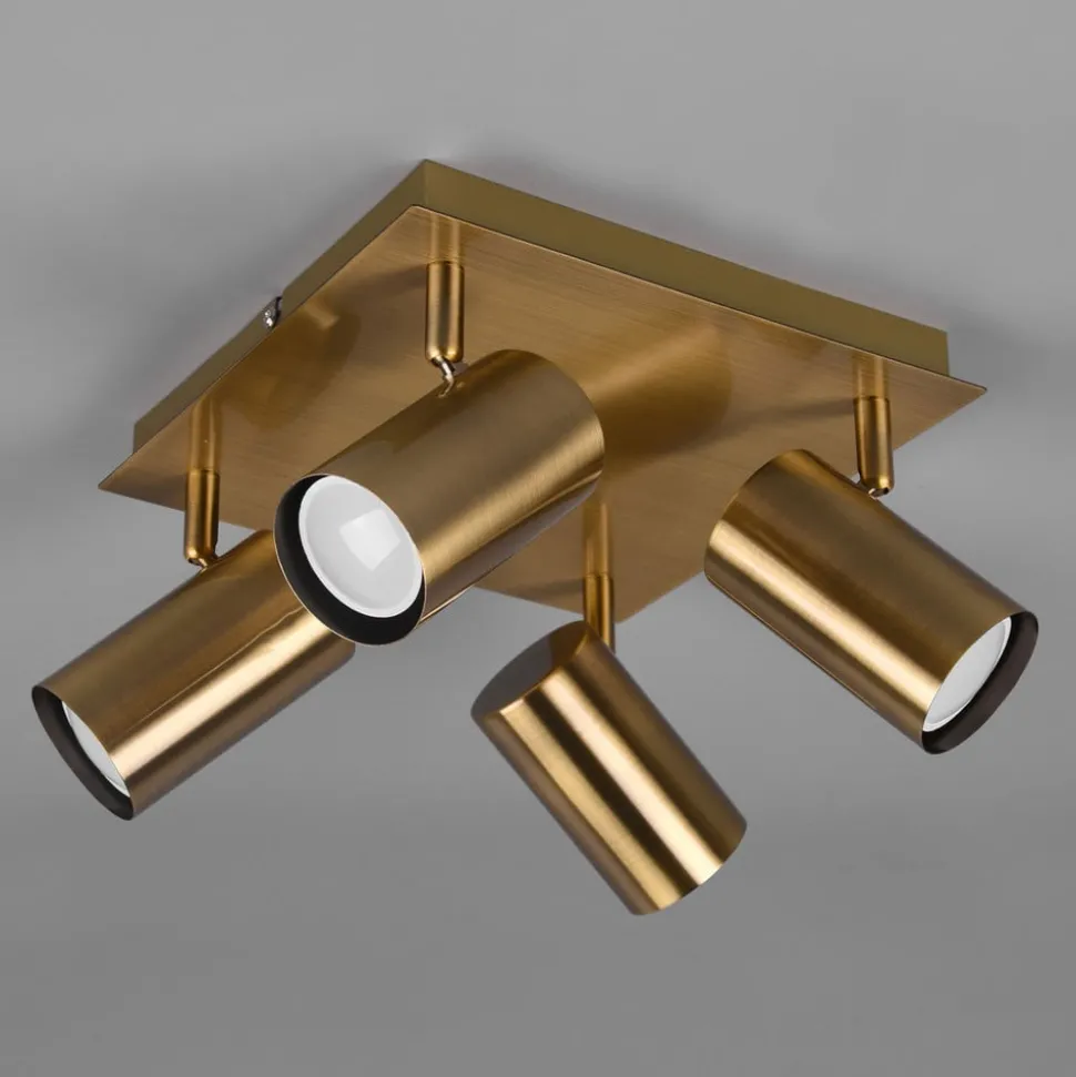 Marley plafondspot, antiek messing, 4-lamps