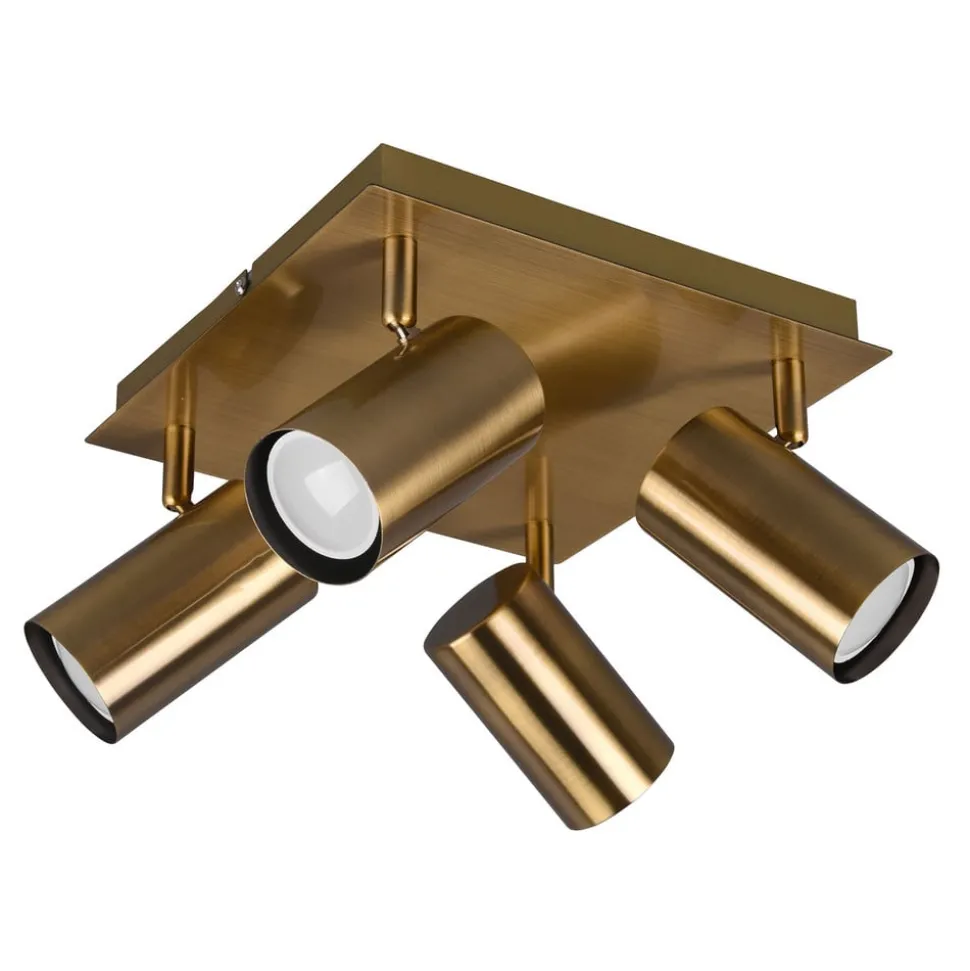 Marley plafondspot, antiek messing, 4-lamps