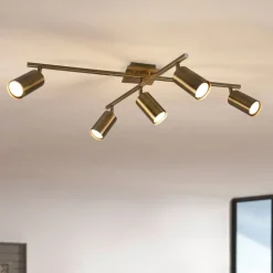 Marley plafondspot, antiek messing, 5-lamps