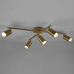 Marley plafondspot, antiek messing, 5-lamps
