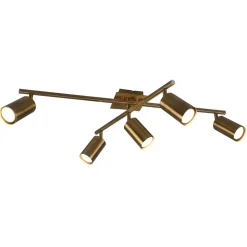 Marley plafondspot, antiek messing, 5-lamps