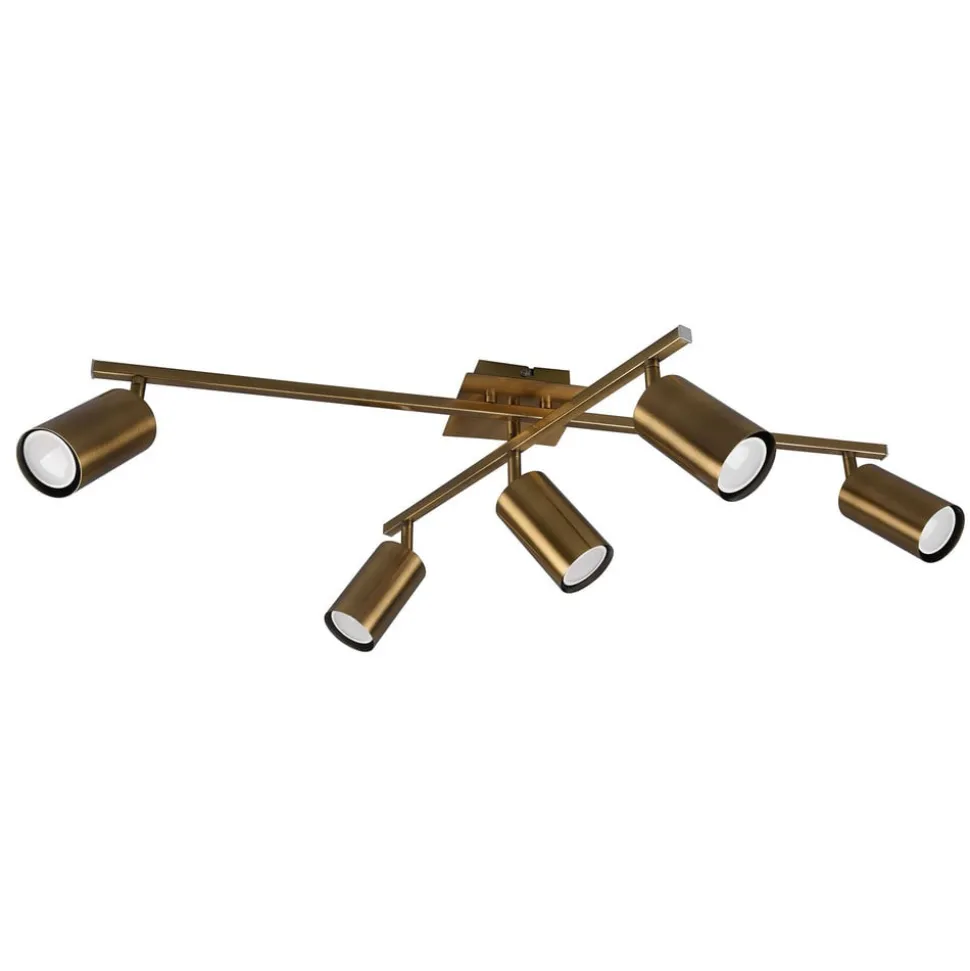 Marley plafondspot, antiek messing, 5-lamps
