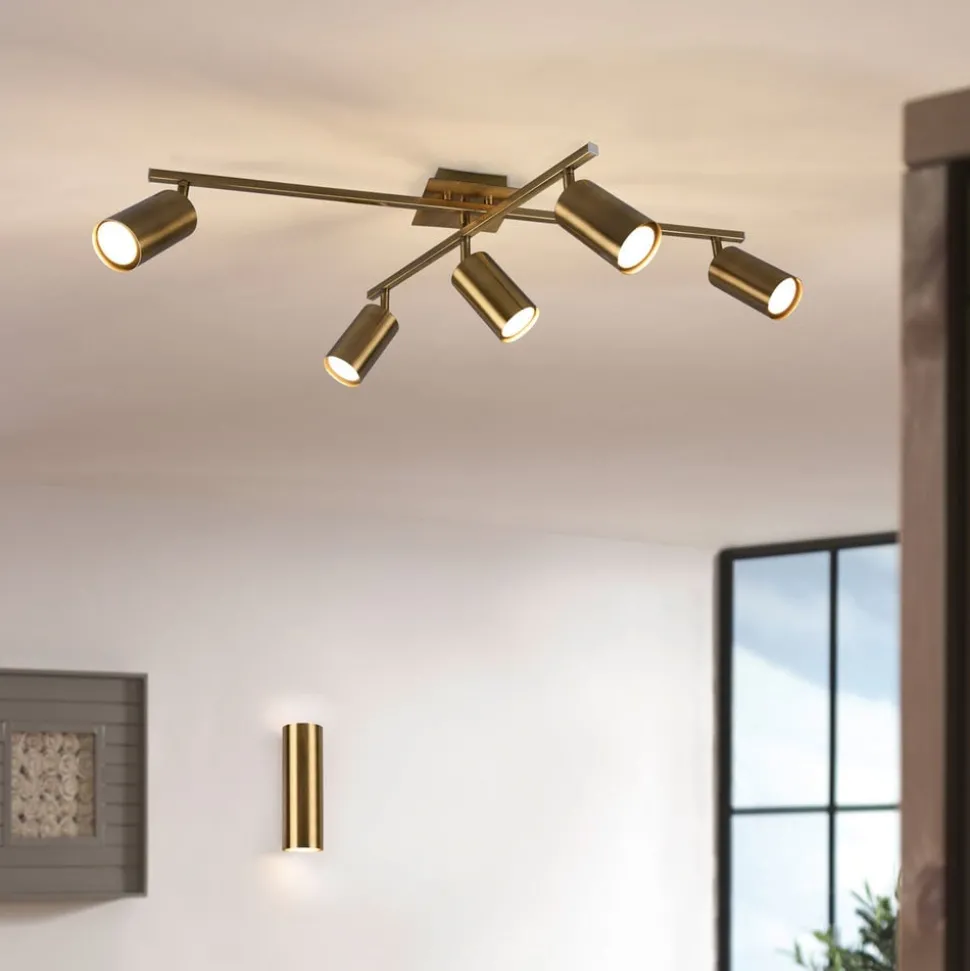 Marley plafondspot, antiek messing, 5-lamps