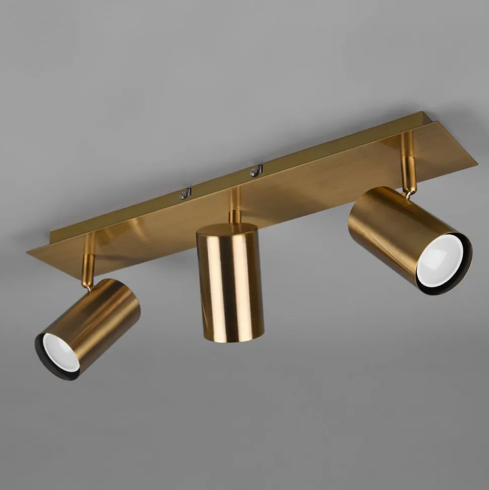 Marley plafondspot, antiek messing, 3-lamps