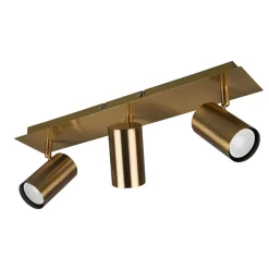 Marley plafondspot, antiek messing, 3-lamps