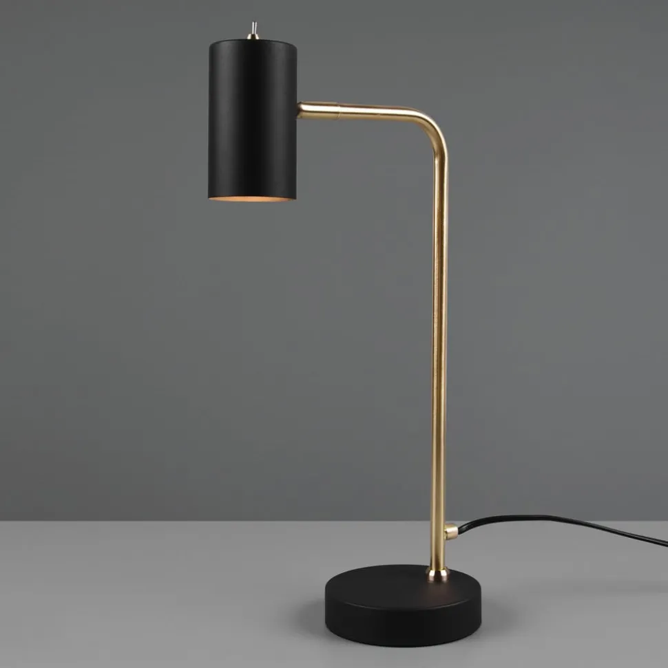 Marley tafellamp, zwart/messing, hoogte 45 cm, metaal
