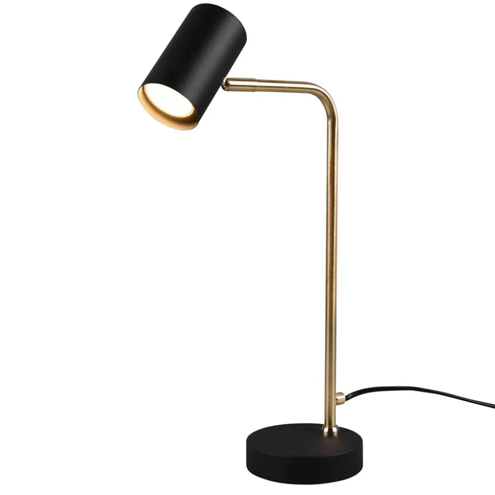 Marley tafellamp, zwart/messing, hoogte 45 cm, metaal