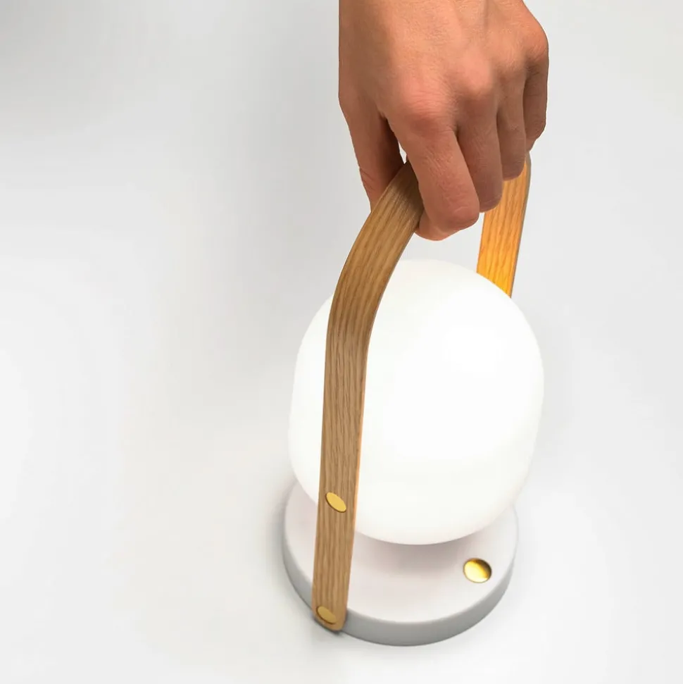 MARSET FollowMe LED tafellamp, wit-eiken, hoogte 29 cm