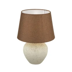 Masai tafellamp, crème/bruin, hoogte 46,5 cm, keramiek/linnen