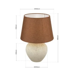 Masai tafellamp, crème/bruin, hoogte 46,5 cm, keramiek/linnen