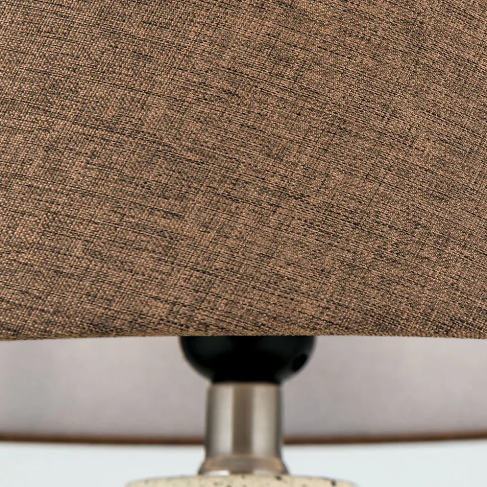 Masai tafellamp, crème/bruin, hoogte 46,5 cm, keramiek/linnen