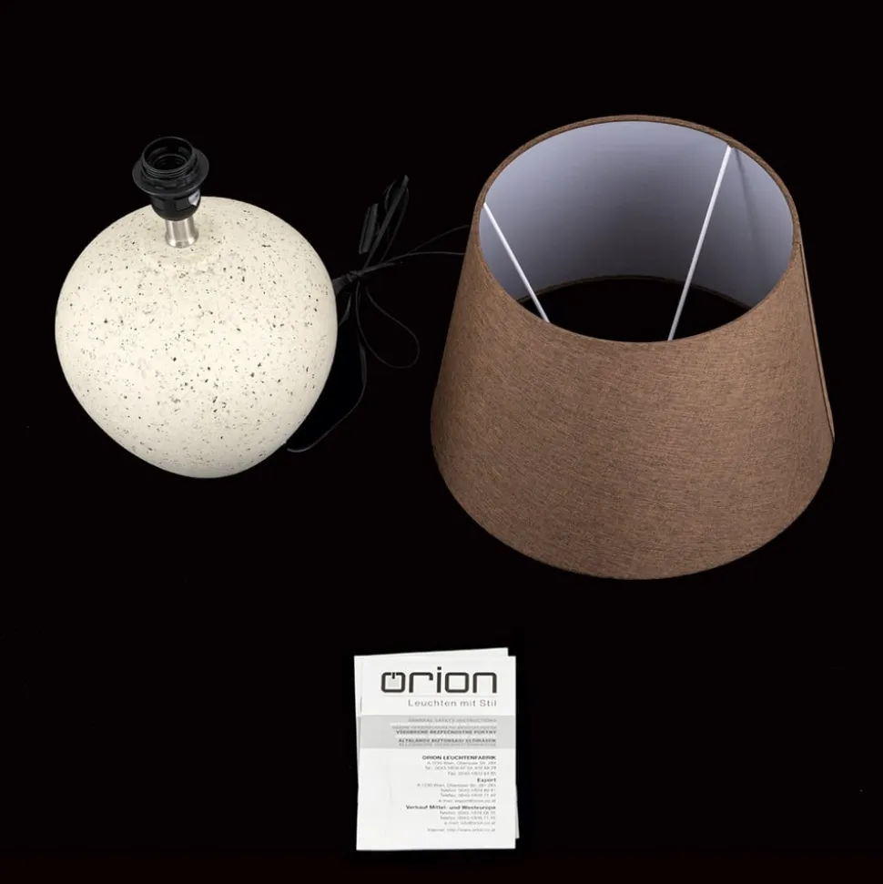 Masai tafellamp, crème/bruin, hoogte 46,5 cm, keramiek/linnen