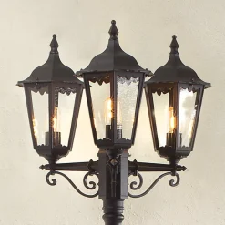 Mastlamp Firenze, 3-lamps, zwart
