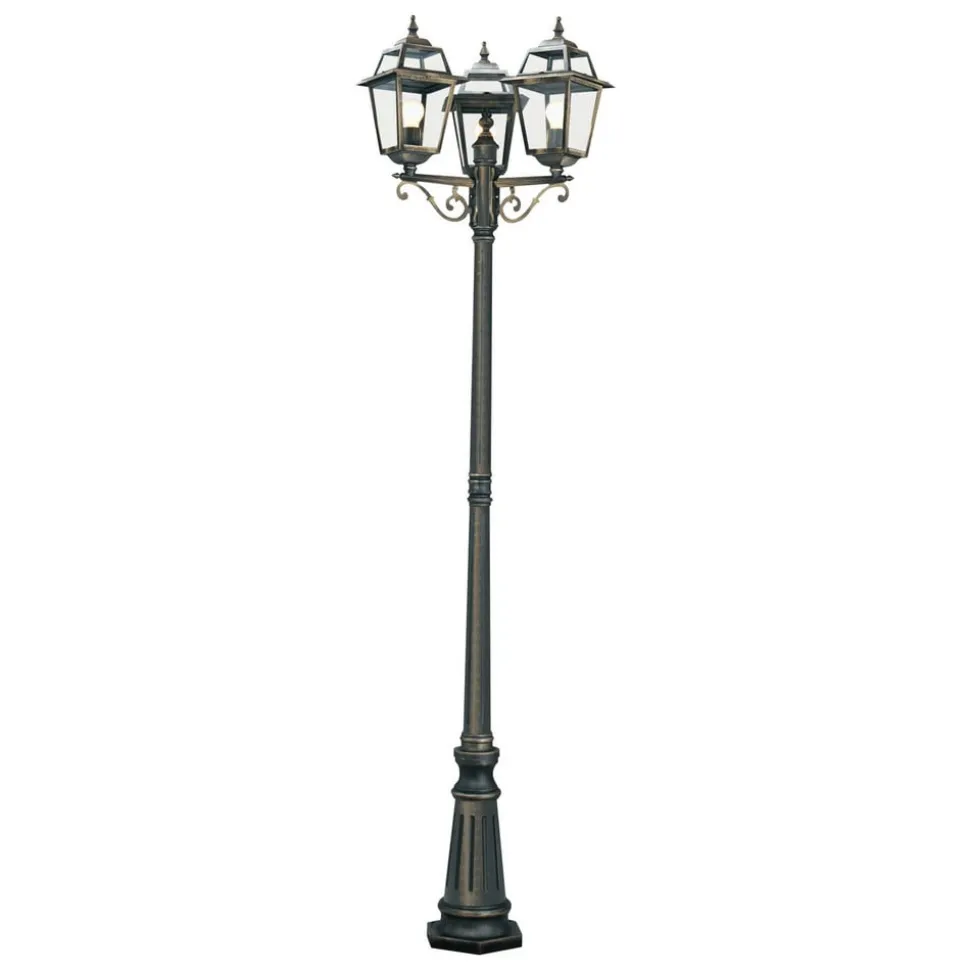 Mastlamp New Orleans, zwart-goud, 3-lamps
