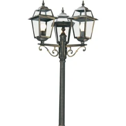 Mastlamp New Orleans, zwart-goud, 3-lamps