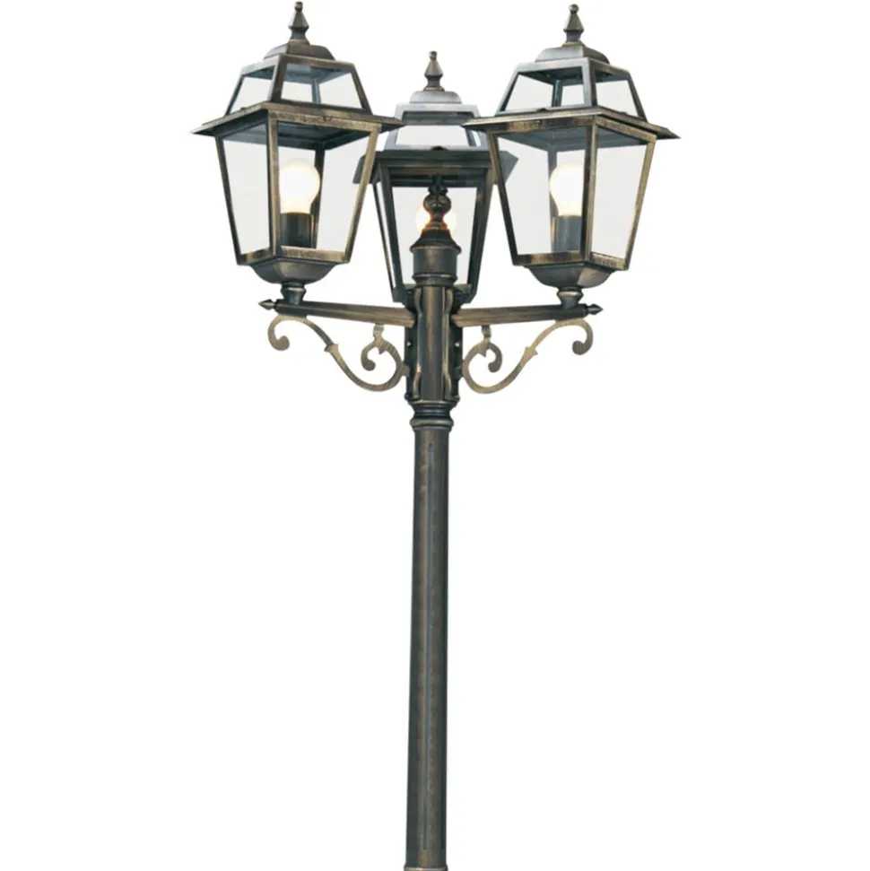 Mastlamp New Orleans, zwart-goud, 3-lamps