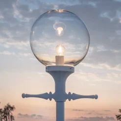 Mastlamp ORION in wit met heldere bolkap