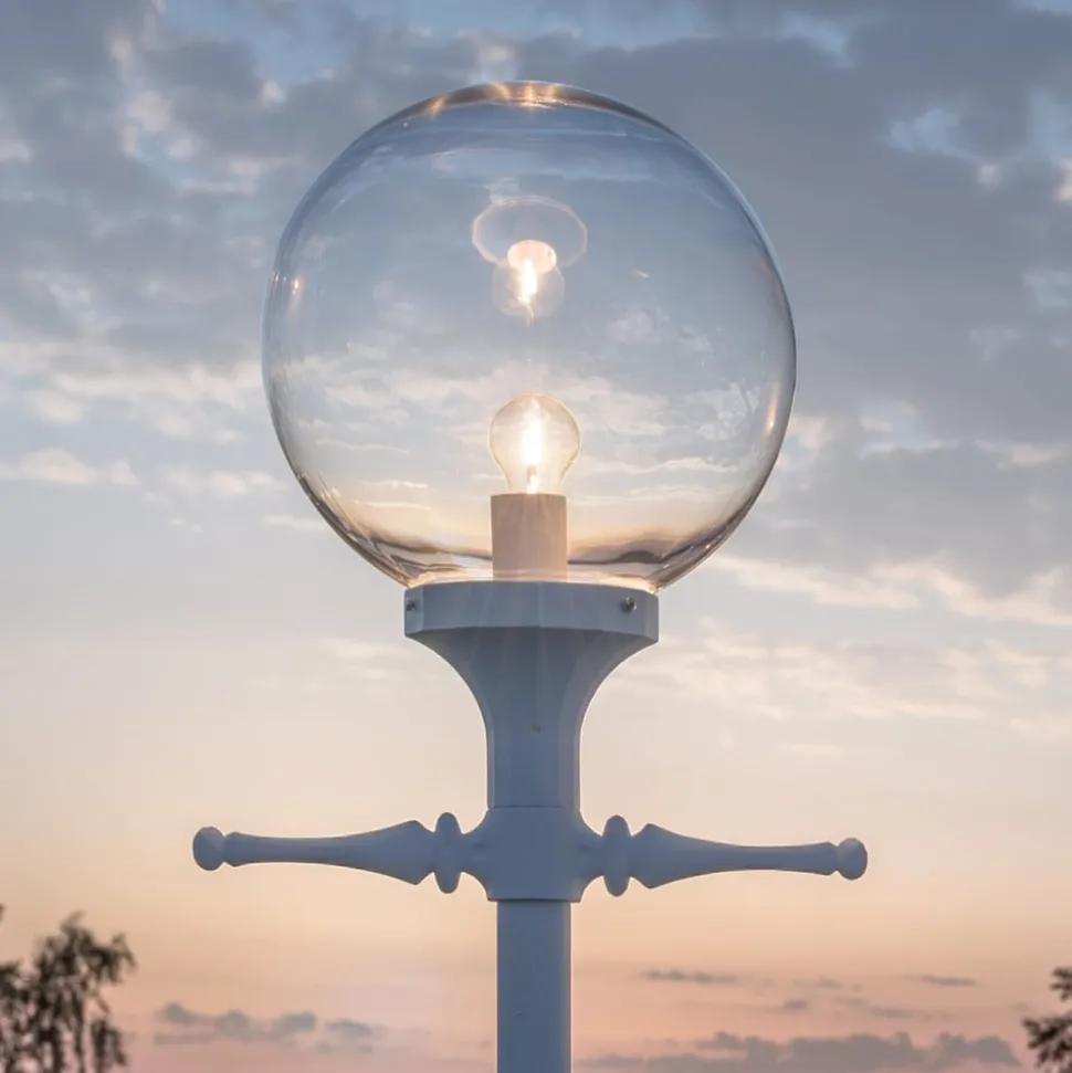 Mastlamp ORION in wit met heldere bolkap