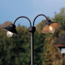 Mastlamp Vega, zwart mat 2-lamps, 247 cm