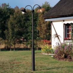 Mastlamp Vega, zwart mat 2-lamps, 247 cm