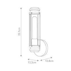 Masttop badkamer wandlamp, chroom, 1-lamp, hoogte 35 cm, IP44