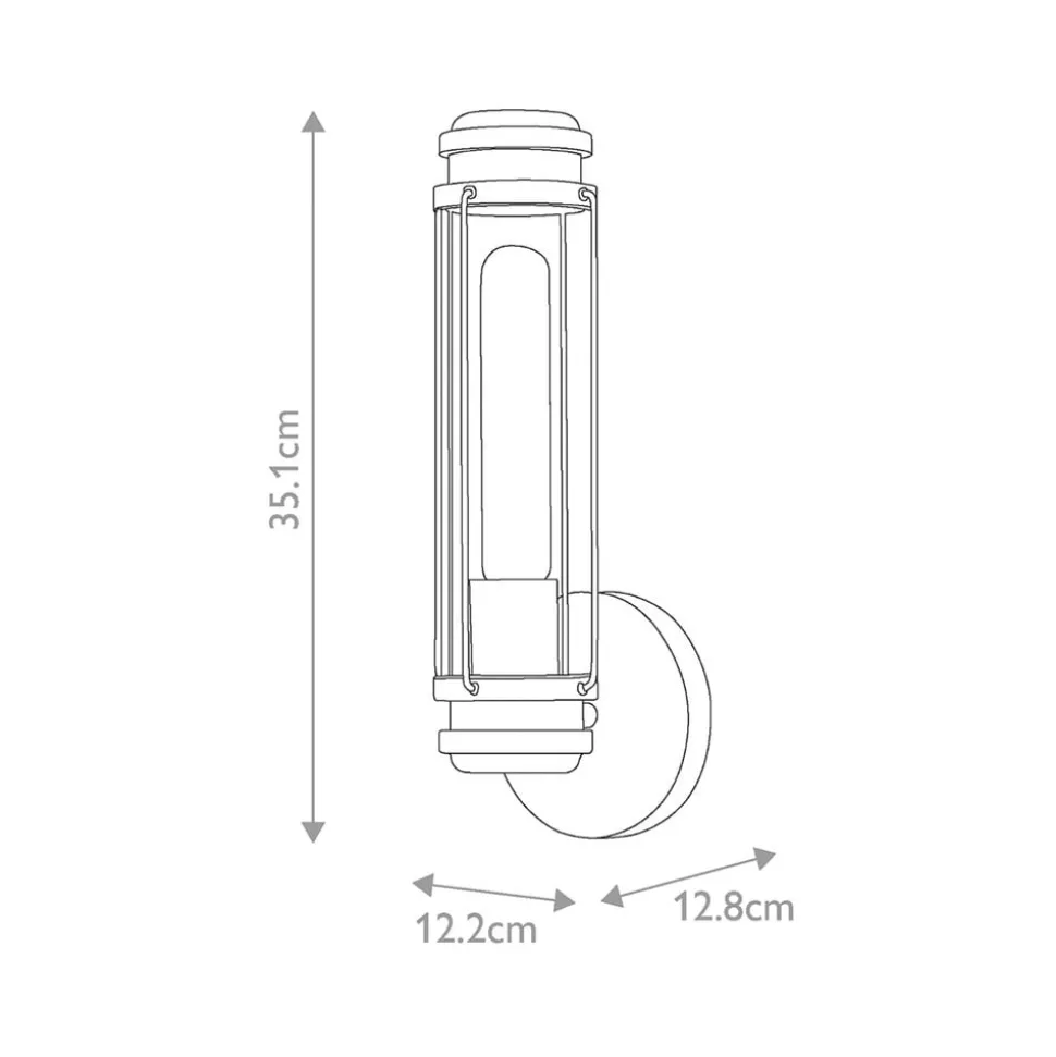 Masttop badkamer wandlamp, chroom, 1-lamp, hoogte 35 cm, IP44