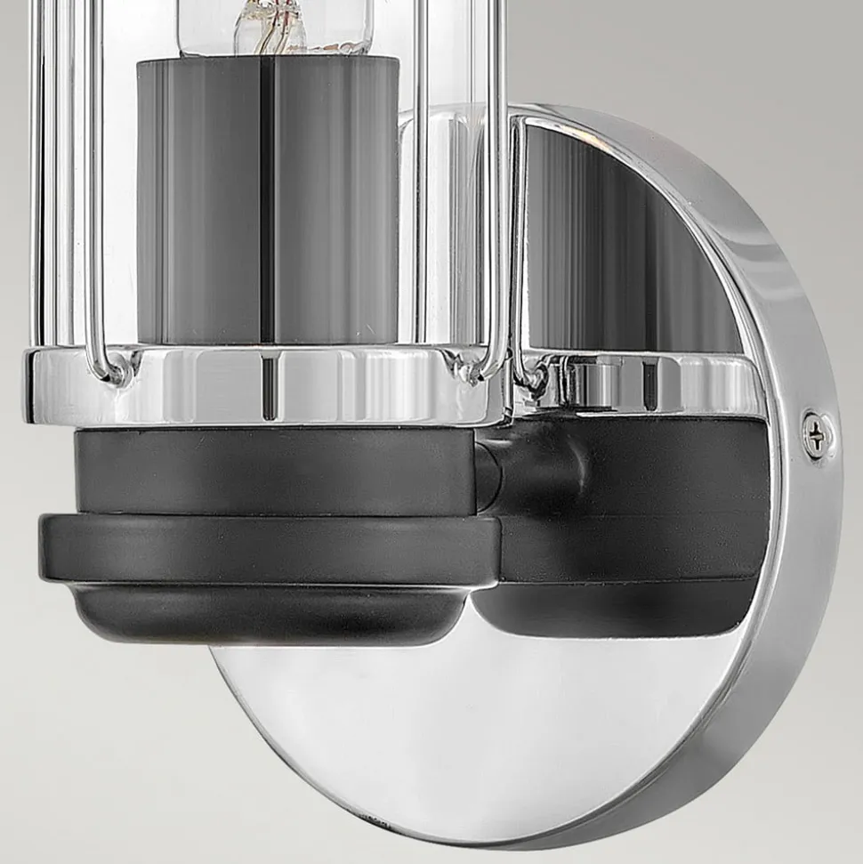 Masttop badkamer wandlamp, chroom, 1-lamp, hoogte 35 cm, IP44