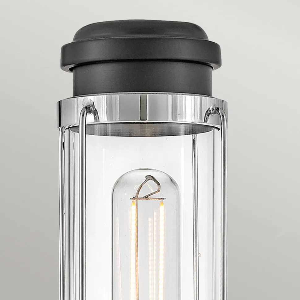 Masttop badkamer wandlamp, chroom, 1-lamp, hoogte 35 cm, IP44