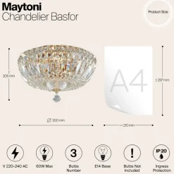 Maytoni Basfor plafondlamp, goudkleurig, Ø 30 cm, 3 x E14