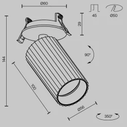 Maytoni Calipso inbouwlamp, zwart, draaibaar, GU10