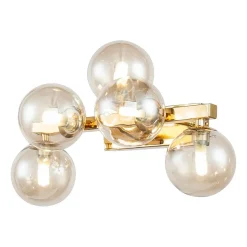 Maytoni Dallas wandlamp met 5 glasbollen, goud