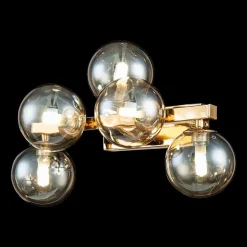 Maytoni Dallas wandlamp met 5 glasbollen, goud