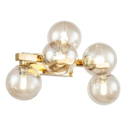 Maytoni Dallas wandlamp met 5 glasbollen, goud