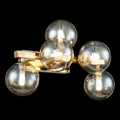 Maytoni Dallas wandlamp met 5 glasbollen, goud