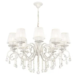 Maytoni Grace kroonluchter, wit, 10-lamps, organza